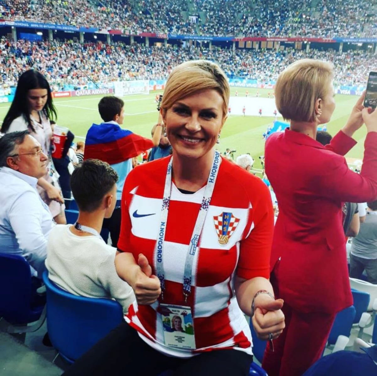 La presidenta de Croacia, la más fiel seguidora de la selección de su país