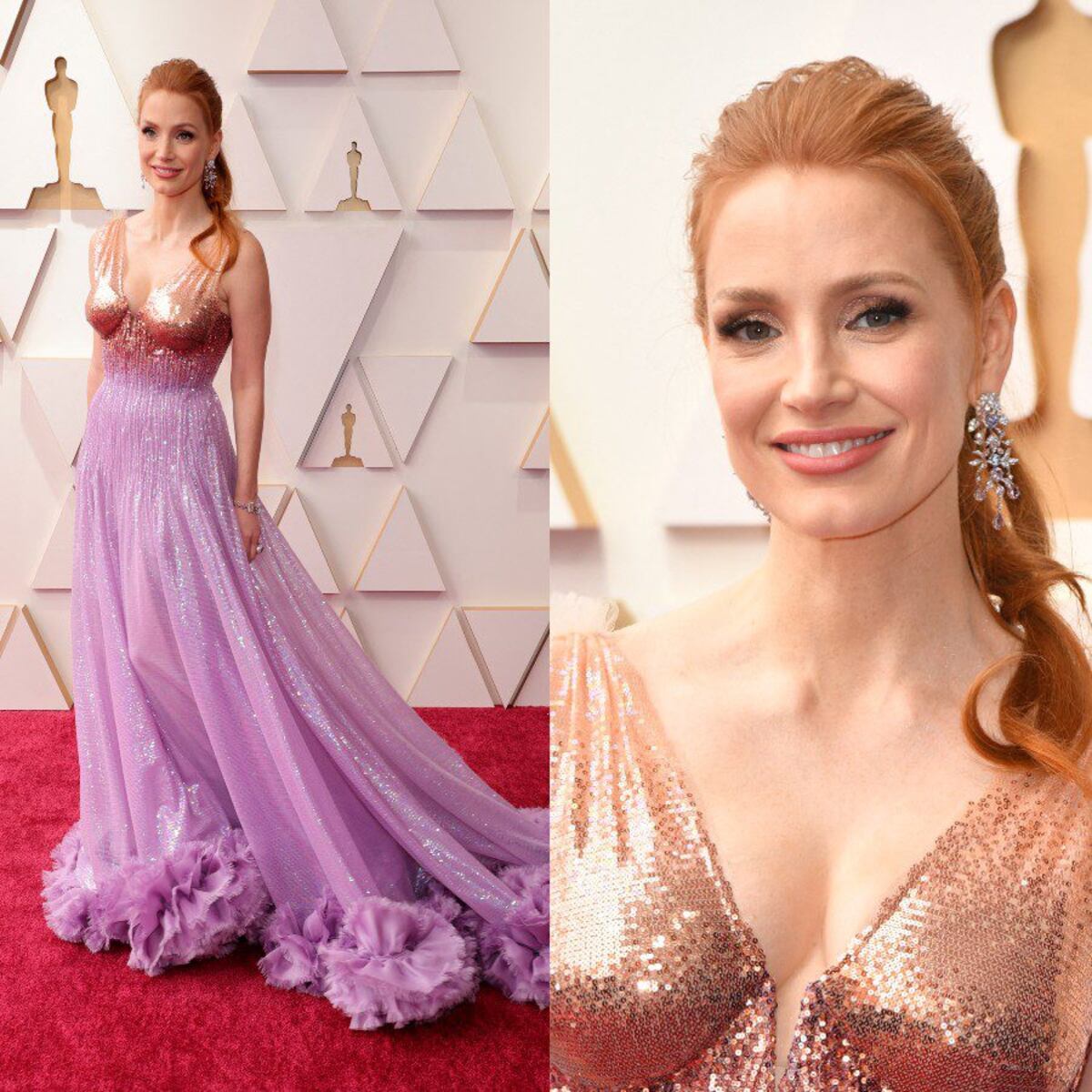 Brillo y color en la alfombra roja de los premios Oscar 2022