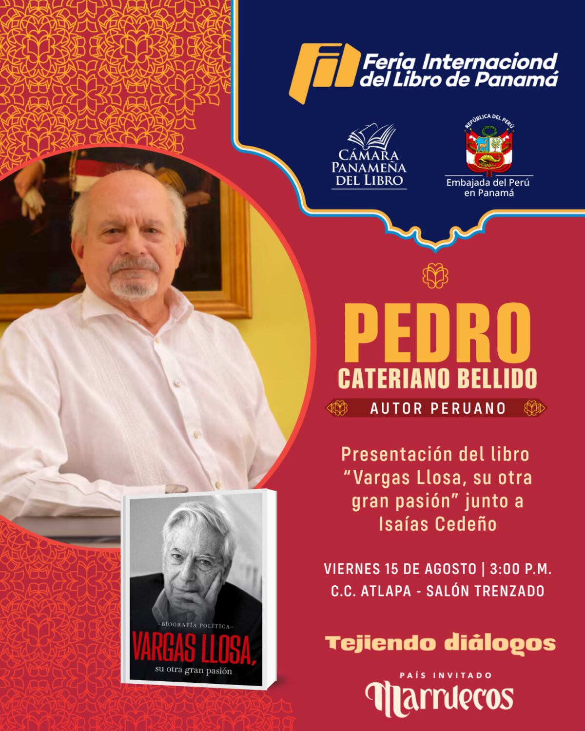 Embajada de Perú en Panamá le rendirá homenaje a Mario Vargas Llosa durante la Feria Internacional del Libro de Panamá 