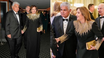 La primera dama Maricel de Mulino y su vestido de gala para el banquete del premio Nobel 2025