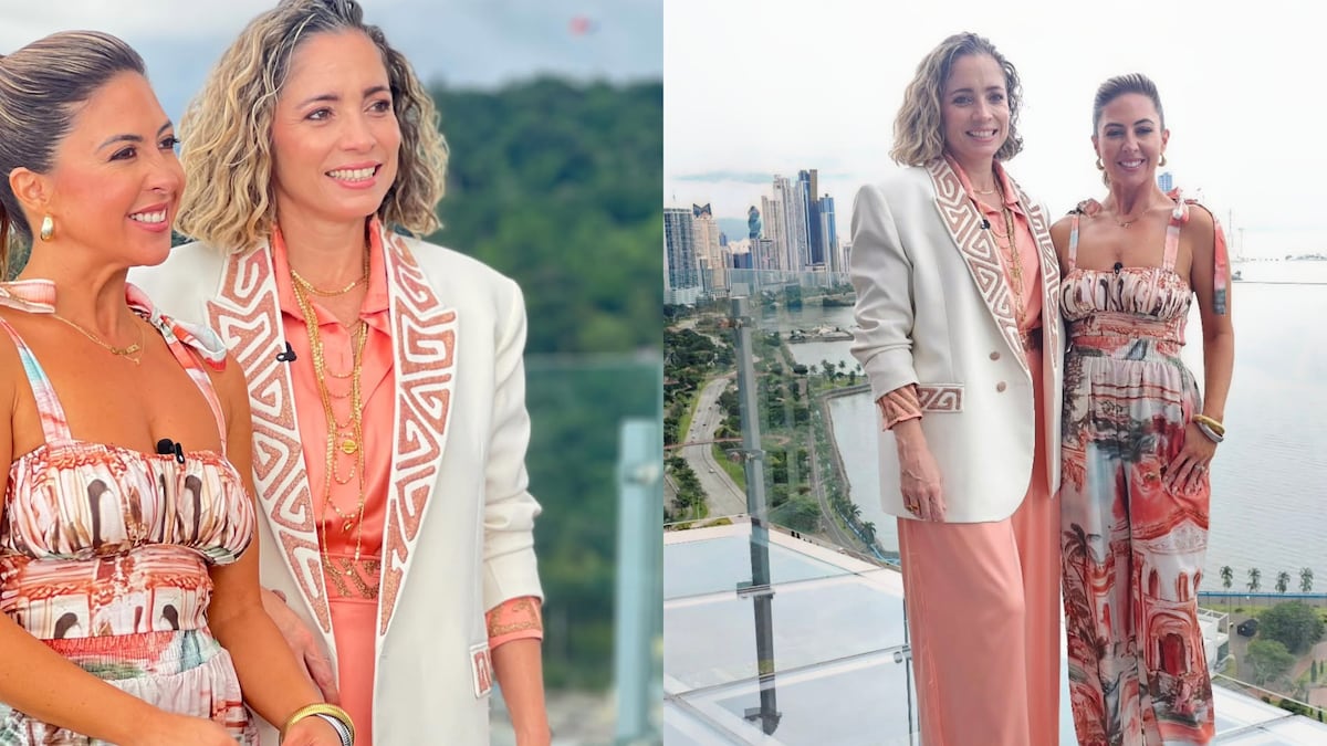 El conjunto con mola de la ministra de Turismo, Gloria De León, en entrevista para Univision desde Panamá