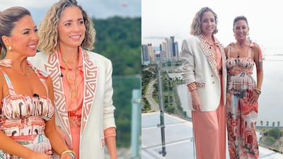 El conjunto con mola de la ministra de Turismo, Gloria De León, en entrevista para Univision desde Panamá