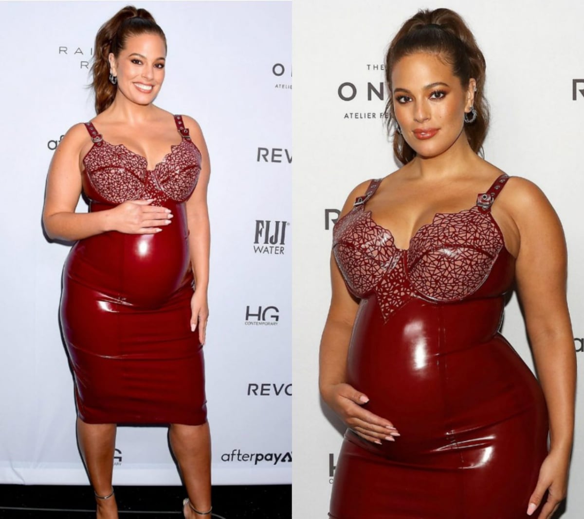 Ashley Graham y su estilo maternal con látex y transparencias