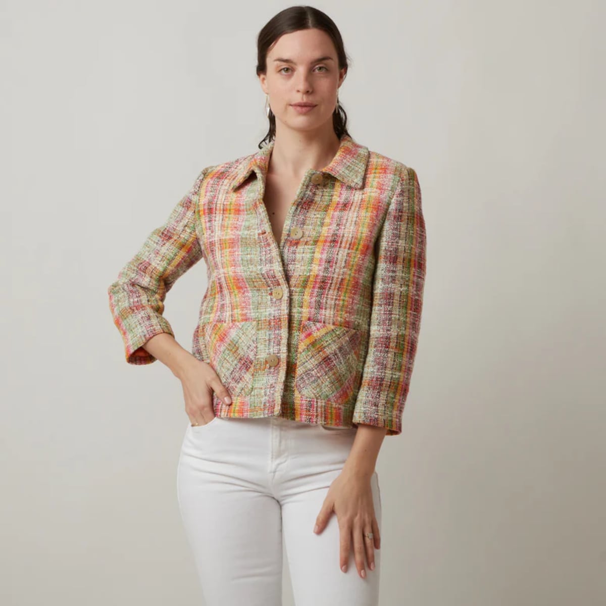 La chaqueta de la ministra de Cultura de Panamá, Maruja Herrera, que también ha llevado Maricel de Mulino y la reina Letizia de España