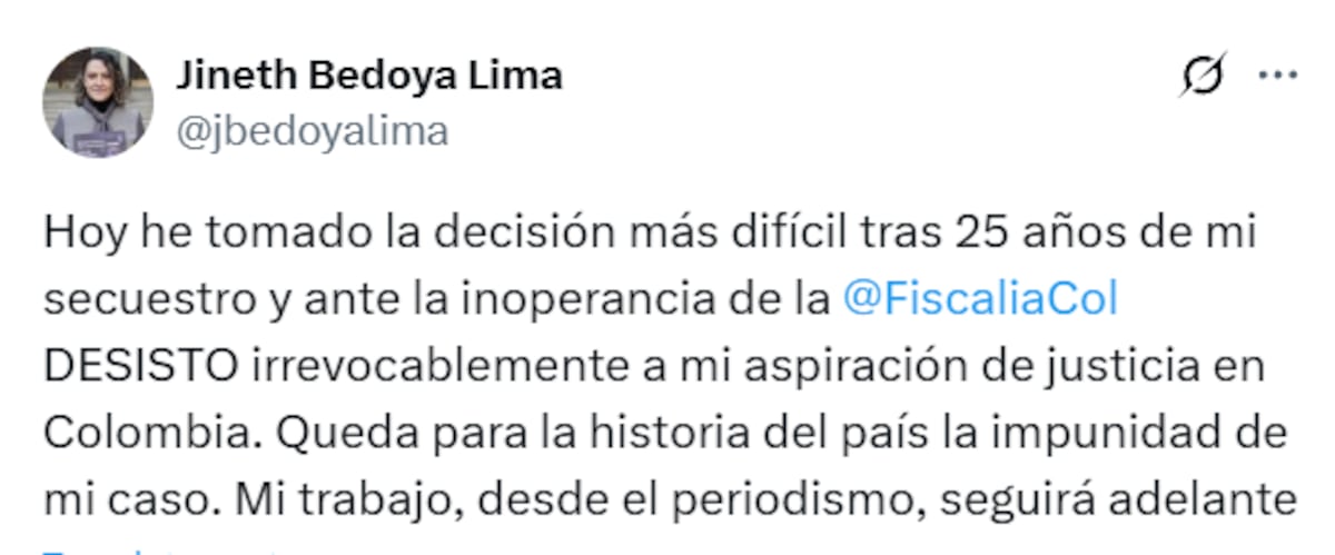 7 claves sobre el caso de Jineth Bedoya, la periodista que renunció a pedir justicia