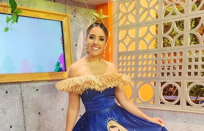 El vestido de pesebre, hecho en Panamá y con un tocado de Estrella de Belén, de Michelle Simons