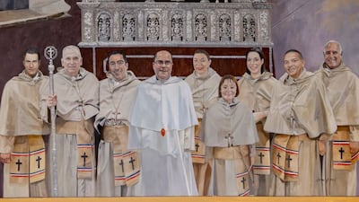 El óleo de los fundadores de la Semana Santa de la cofradía Cristo Redentor de la Buena Muerte en Panamá