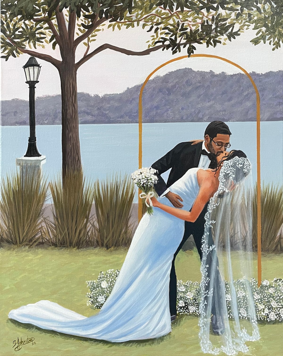 La artista panameña que pinta bodas en vivo y convierte recuerdos en obras eternas