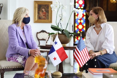 FOTOS: Jill Biden ya está en Panamá; Yazmín de Cortizo y su hija la reciben en Presidencia