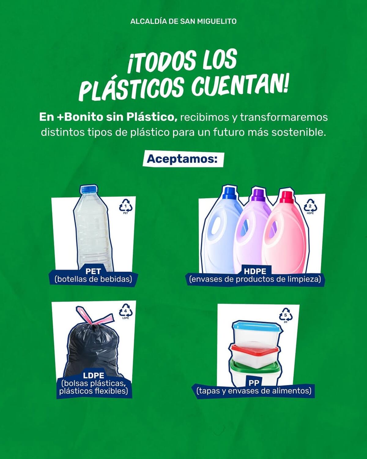 Alcaldía de San Miguelito y su iniciativa de intercambio de  10 libras de plástico reciclable por una bolsa de útiles escolares 