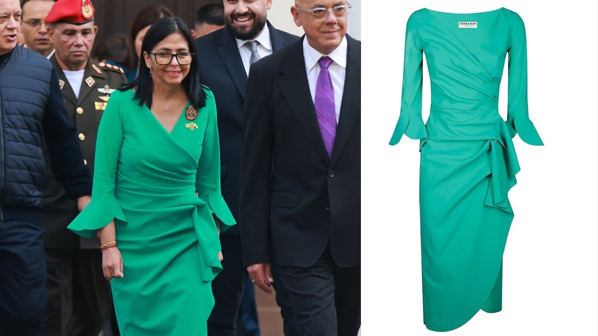 El vestido de diseñadora italiana que usó Delcy Rodríguez para juramentarse como presidenta interina de Venezuela