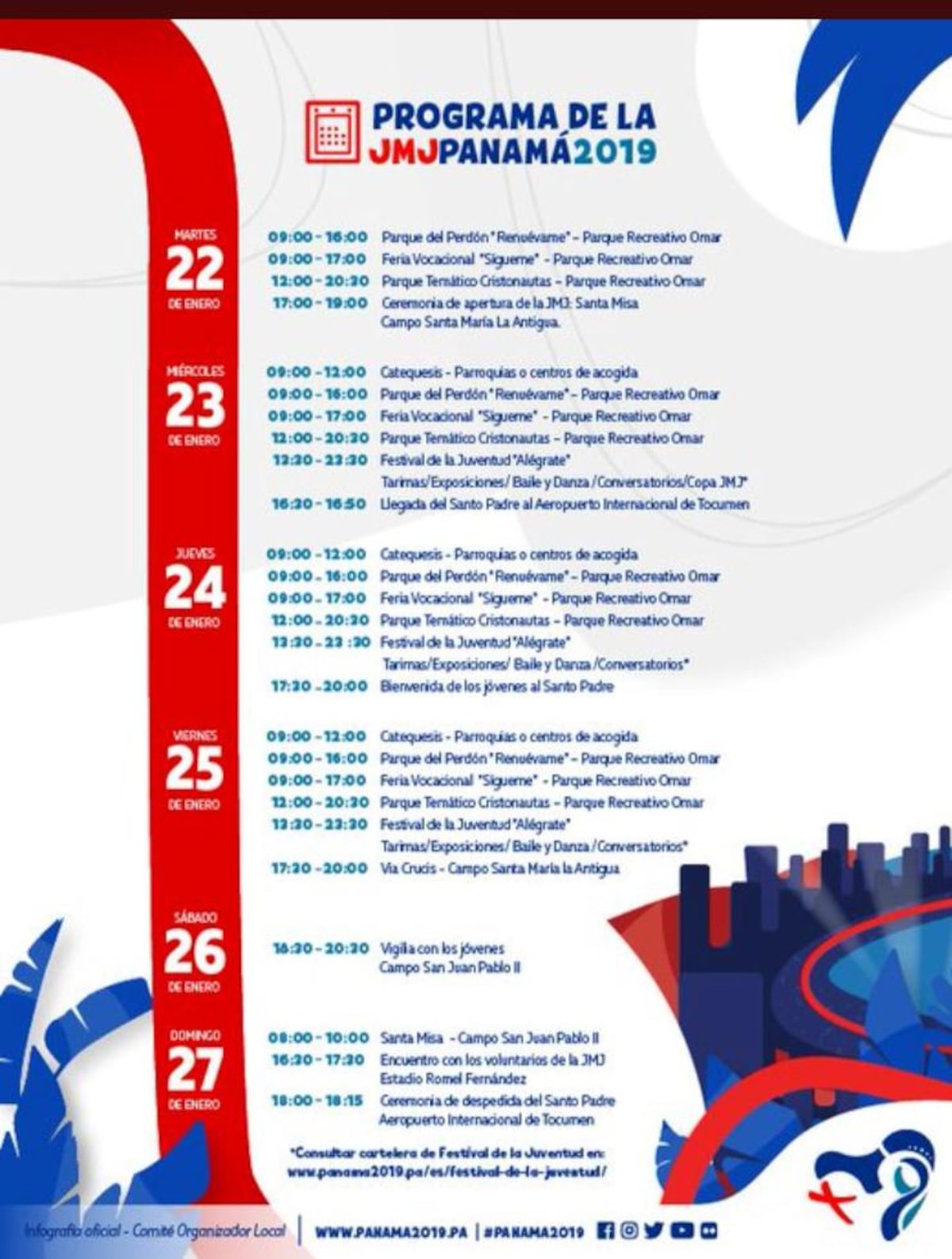 Este es el programa oficial de la JMJ Panamá 2019