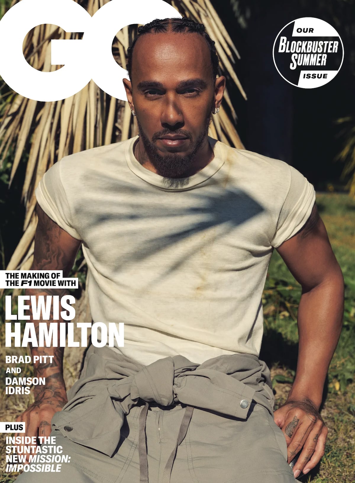 Brad Pitt, Lewis Hamilton y Damson Idris en la triple portada de la revista GQ por el estreno de la película F1