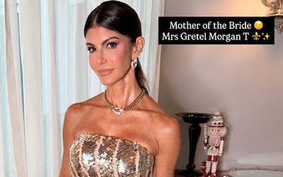 De dorado: Así lució Gretel Morgan, mamá de Julianne Roux, para la boda civil de su hija