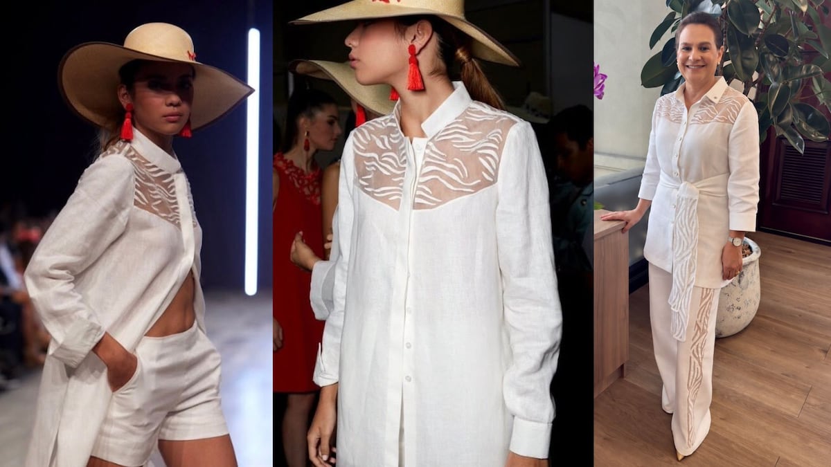La nueva administradora del Canal de Panamá, Ilya Espino de Marotta, y su traje blanco inspirado en una pieza creada por la diseñadora Hélène Breebaart
