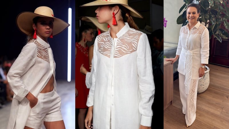 La nueva administradora del Canal de Panamá, Ilya Espino de Marotta, y su traje blanco inspirado en una pieza creada por la diseñadora Hélène Breebaart 