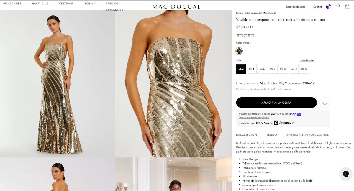 El vestido dorado de Gretel Morgan, mamá de Julianne Roux, para la boda civil de su hija