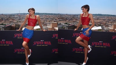 Spider-Man, pero ‘couture’: el ‘look’ Versace de Zendaya que reinterpreta los colores del superhéroe