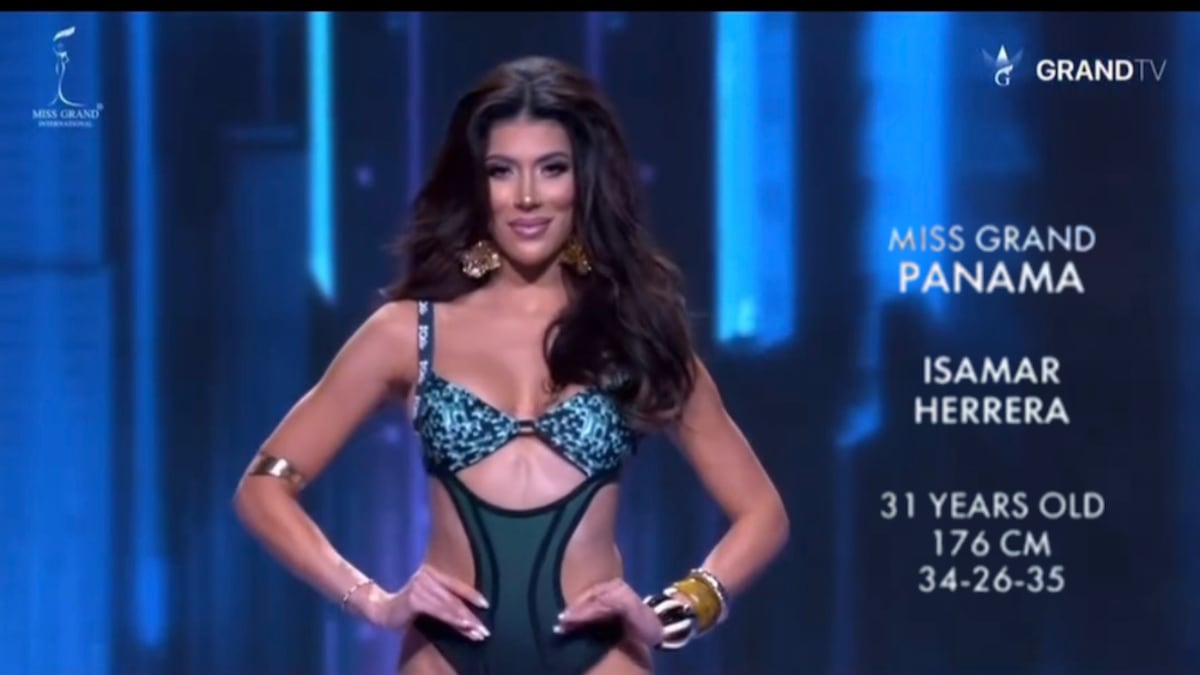 Así apareció la panameña Isamar Herrera en la competencia de traje de baño y vestido de gala en Miss Grand International 