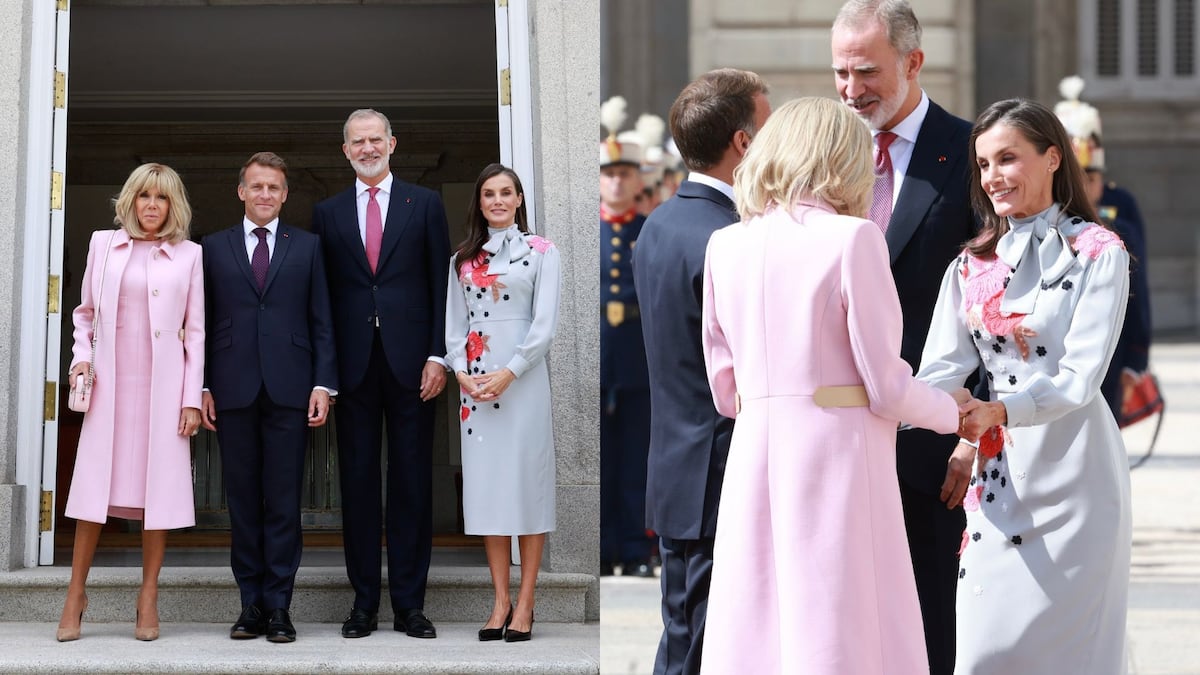 Los ‘looks’ de la reina Letizia y la primera dama Brigitte Macron en su encuentro en Madrid