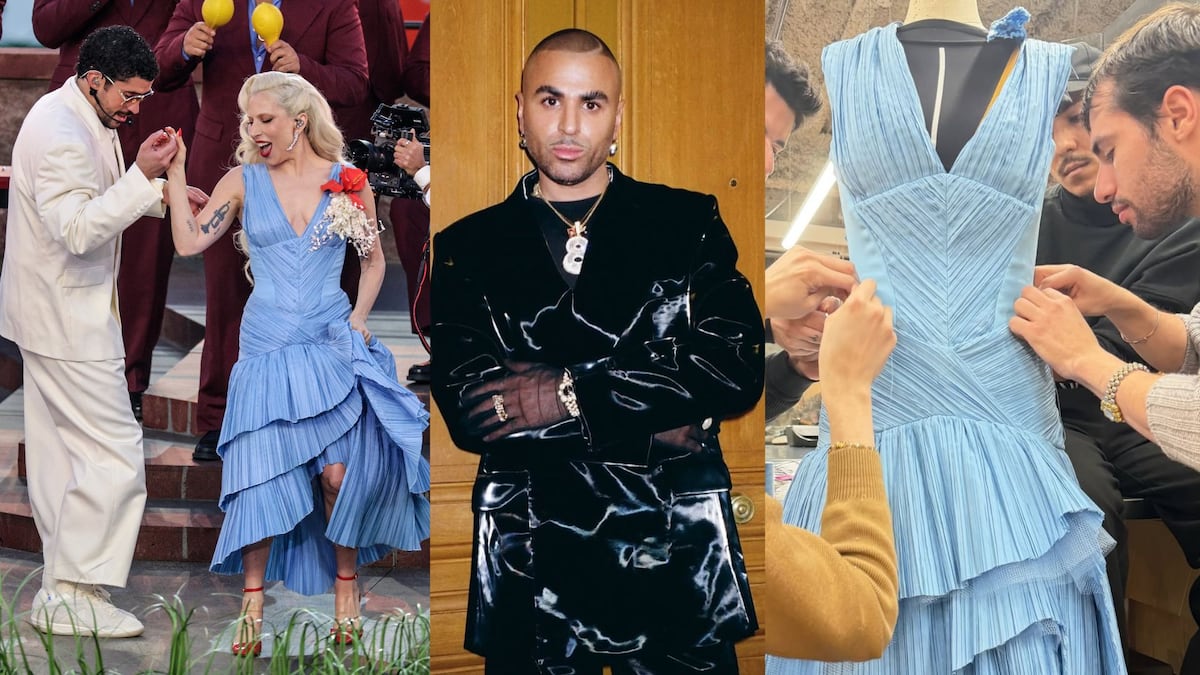 El diseñador del vestido celeste de Lady Gaga en el Super Bowl creó el traje sin saber que era para ella