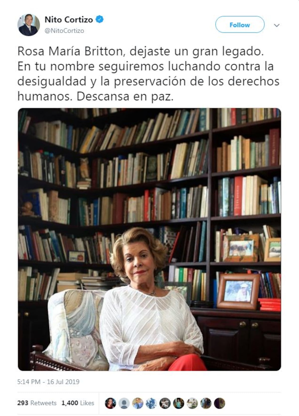 Usuarios en redes sociales recuerdan a la doctora Rosa María Britton