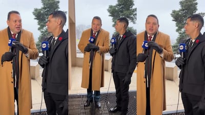 El periodista Eduardo Lim Yueng y su elegante look de invierno para transmitir el sorteo de la Copa del Mundo 2026