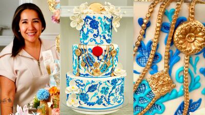 Tembleques de azúcar: este es el pastel de tres pisos inspirado en la pollera