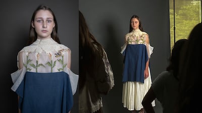 La estudiante veragüense Esther Rodríguez, ganadora del concurso de diseño de moda de Panamá Fashion Week 2025