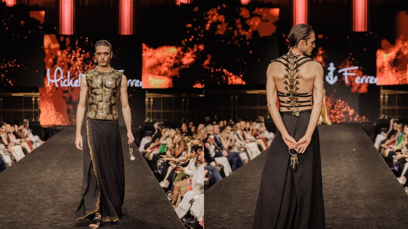 El creador de contenido Kevin Fashioned desfila en la Semana de la Moda de Nueva York
