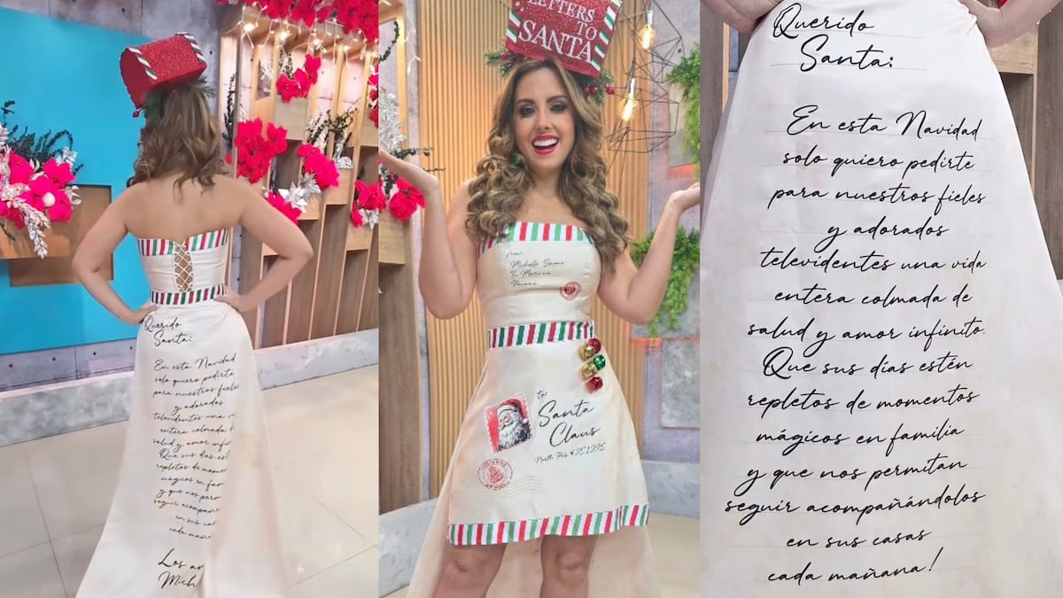 El vestido navideño de la presentadora Michelle Simons: un traje hecho en Panamá e inspirado en una carta a Santa