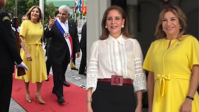 La primera dama, Maricel de Mulino, reutiliza un vestido amarillo en acto oficial del 2 de enero en la Asamblea Nacional