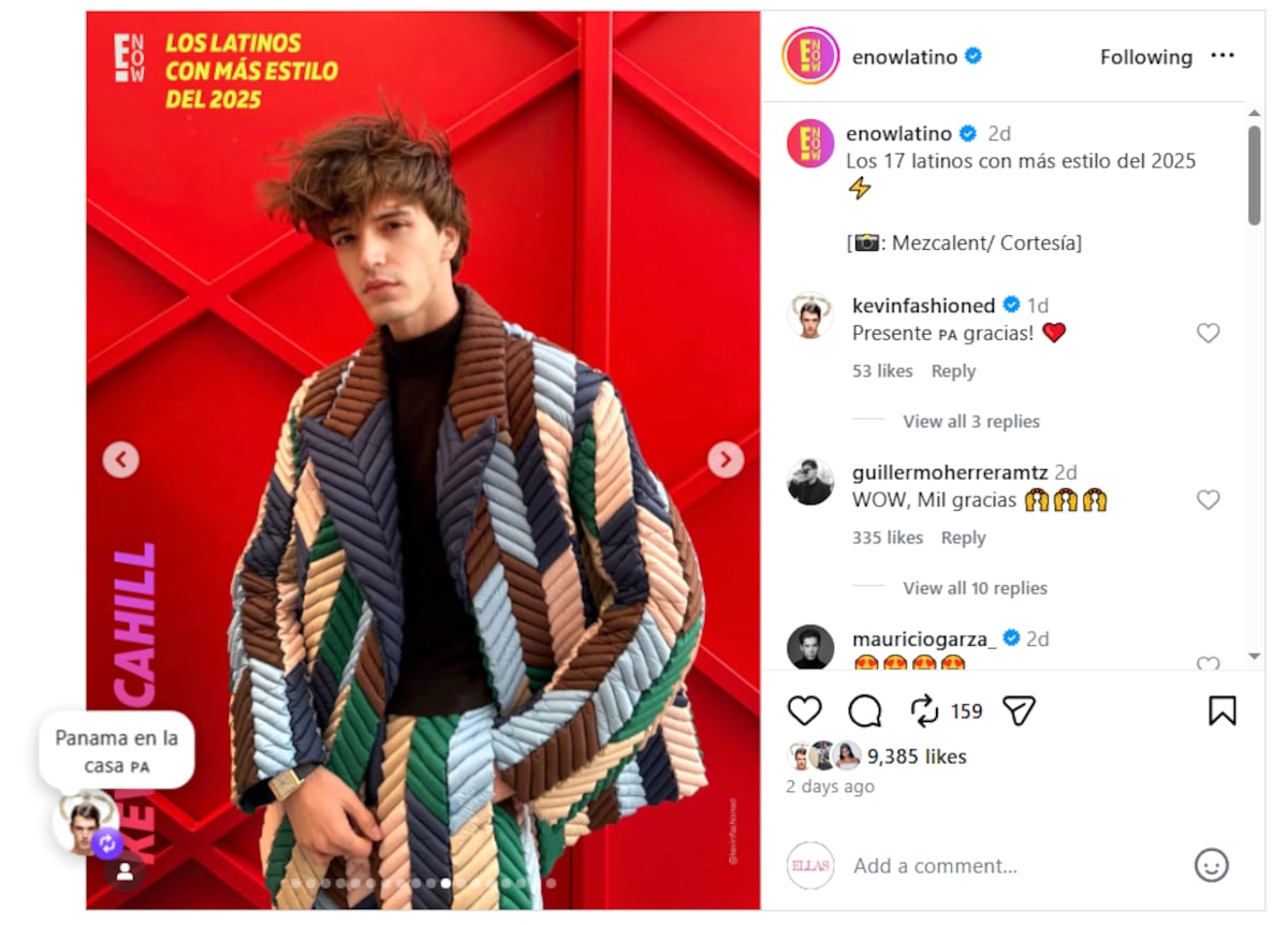 Kevin Fashioned, el único panameño en la lista de los 17 latinos con más estilo del año según E!