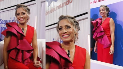 La ministra de Turismo, Gloria De León, vistió un traje de la diseñadora panameña Edda González en el lanzamiento de Marca País