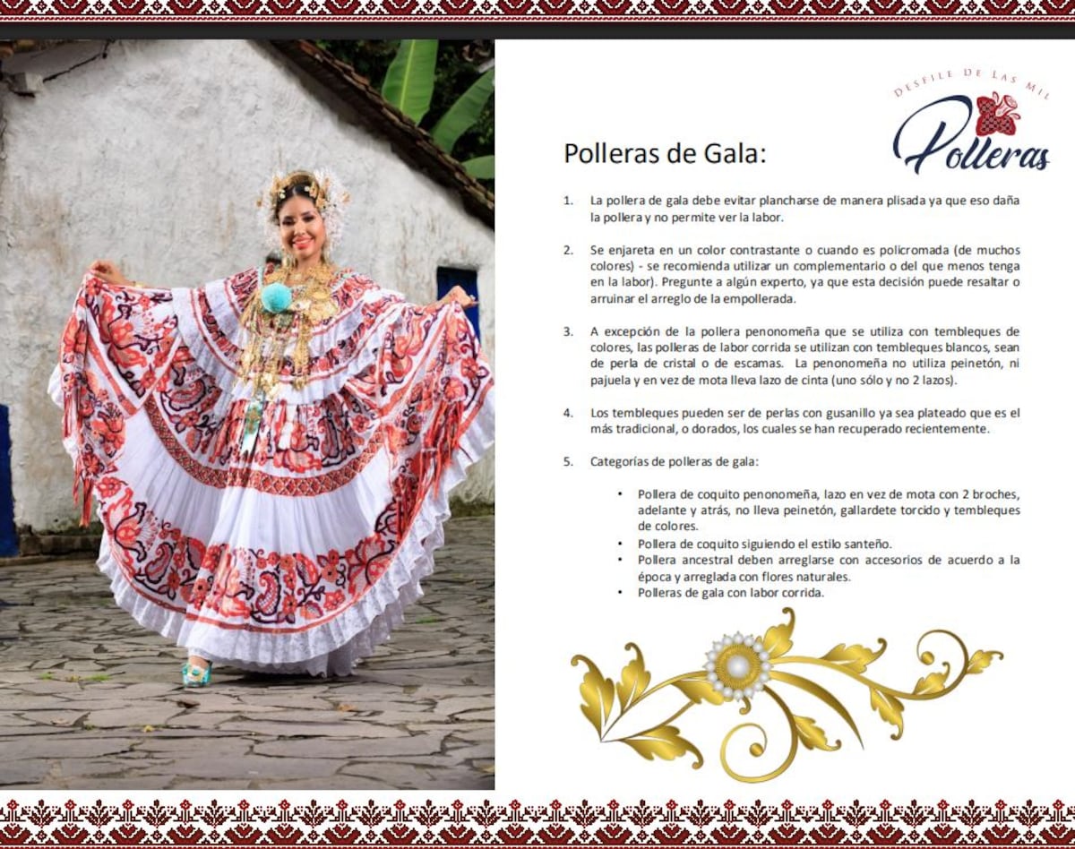 Así debes vestir la pollera según el manual oficial de la Autoridad de Turismo de Panamá