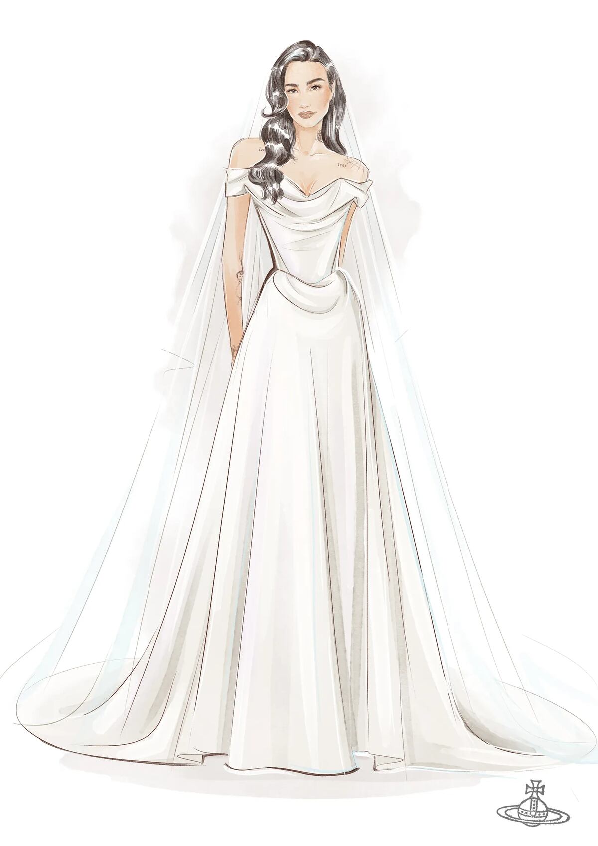 Demi Lovato se casó con este vestido de novia en blanco perla de Vivienne Westwood