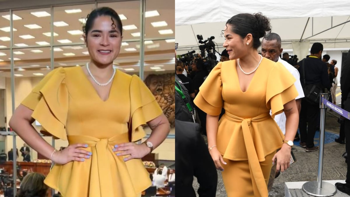 La alcaldesa Irma Hernández sorprendió con este vestido mostaza en la instalación del nuevo periodo de la Asamblea Nacional 