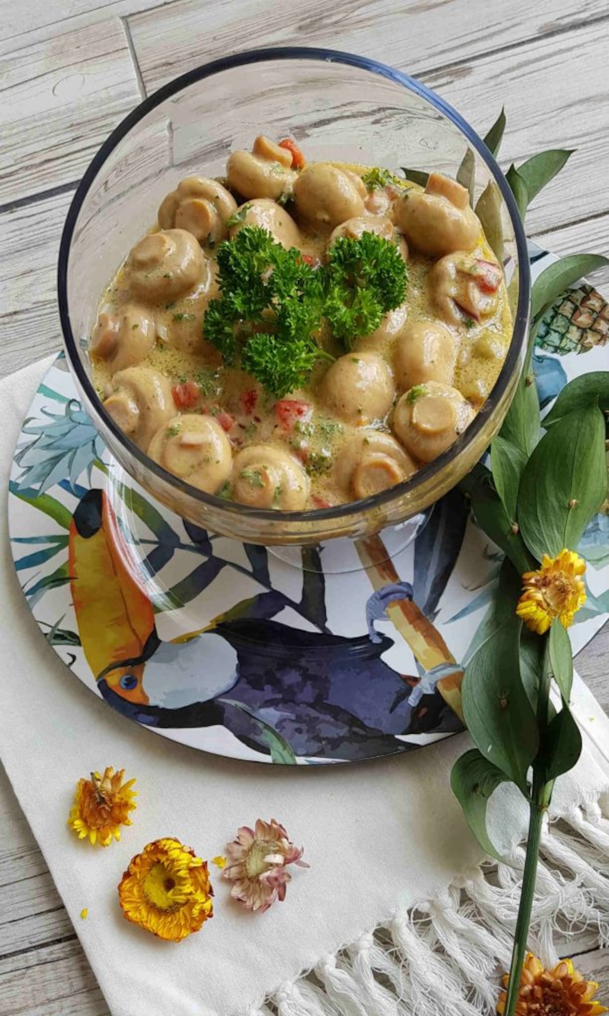 Hongos marinados con ‘honey mustard’