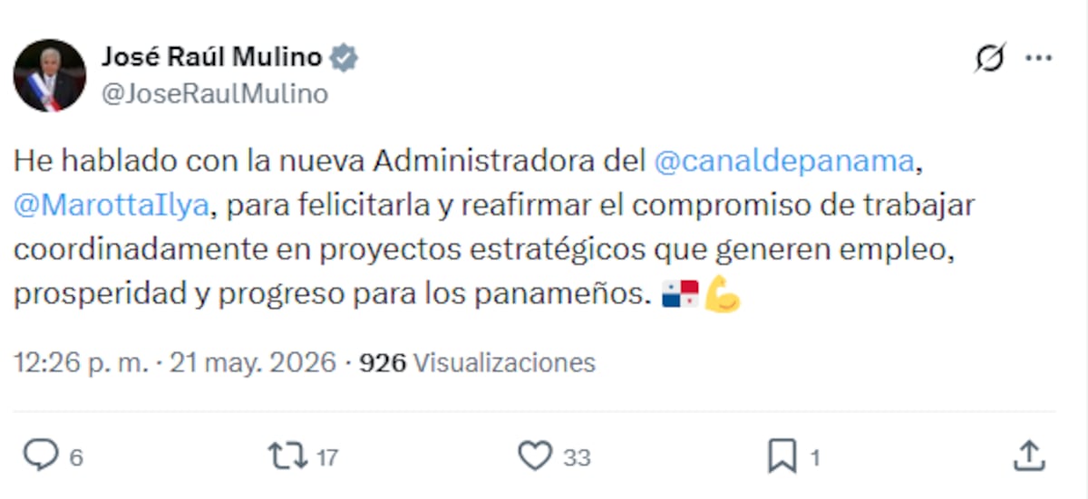 Ilya Espino de Marotta es la nueva administradora del Canal de Panamá, la primera mujer en la historia en ocupar este puesto
