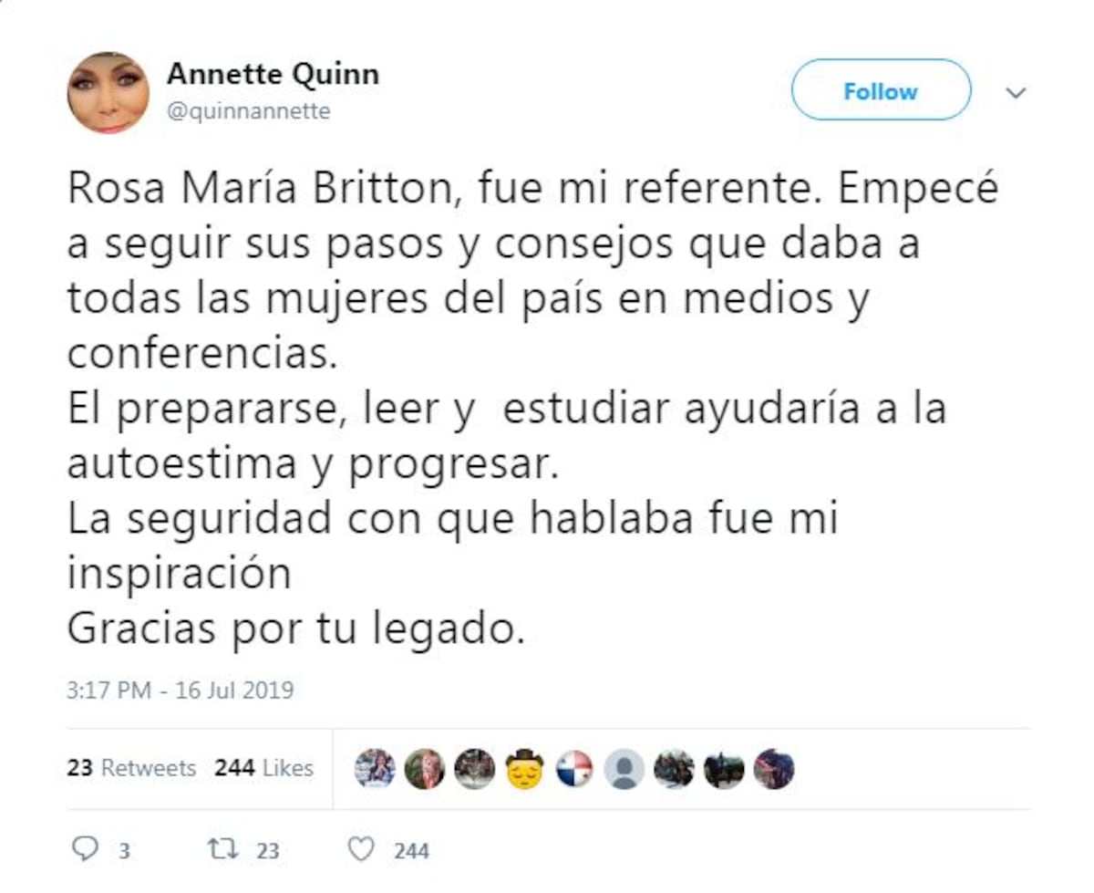 Usuarios en redes sociales recuerdan a la doctora Rosa María Britton