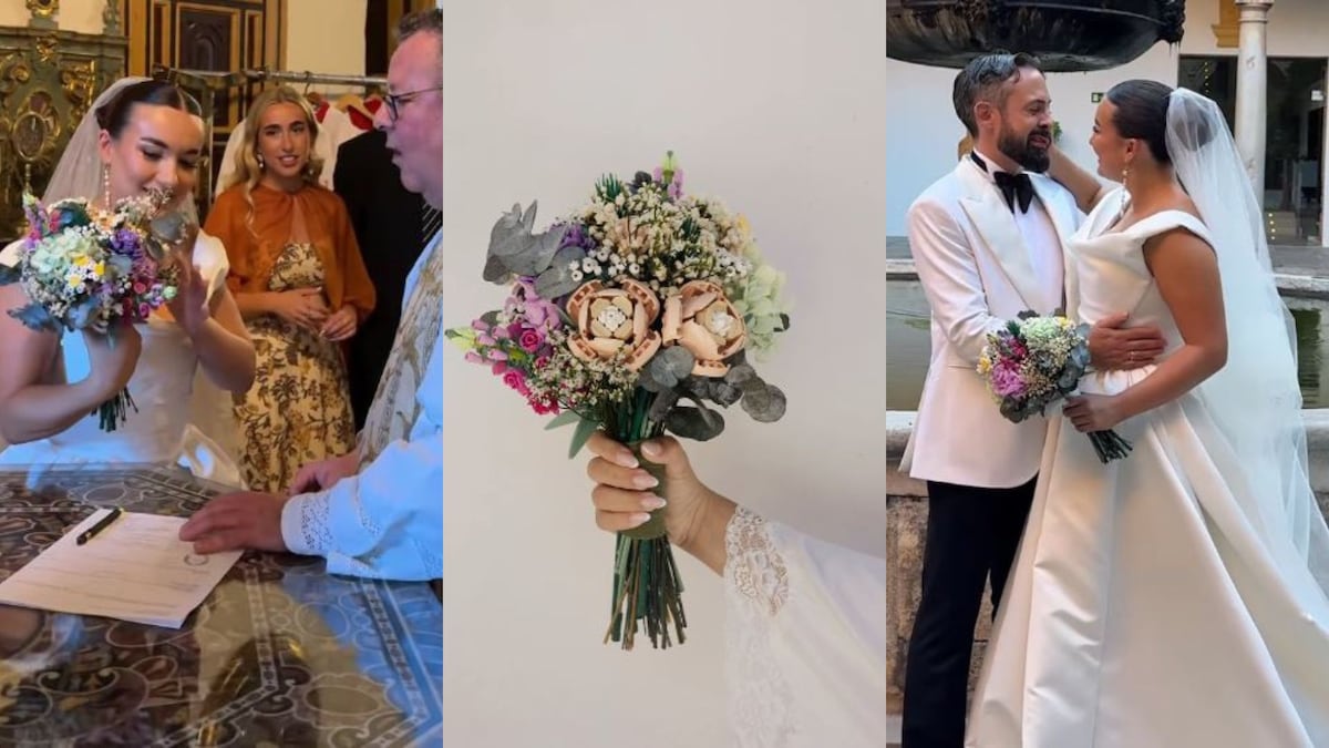 El ramo de flores hechas de Lego que llevó en su boda esta influencer española