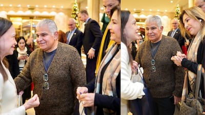 Presidente José Raúl Mulino y su esposa Maricel logran entregar el vestido a María Corina Machado que le llevaron desde Panamá