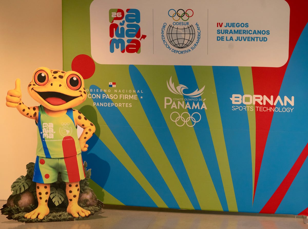 La rana dorada Antón, mascota de los Juegos Suramericanos de la Juventud Panamá 2026