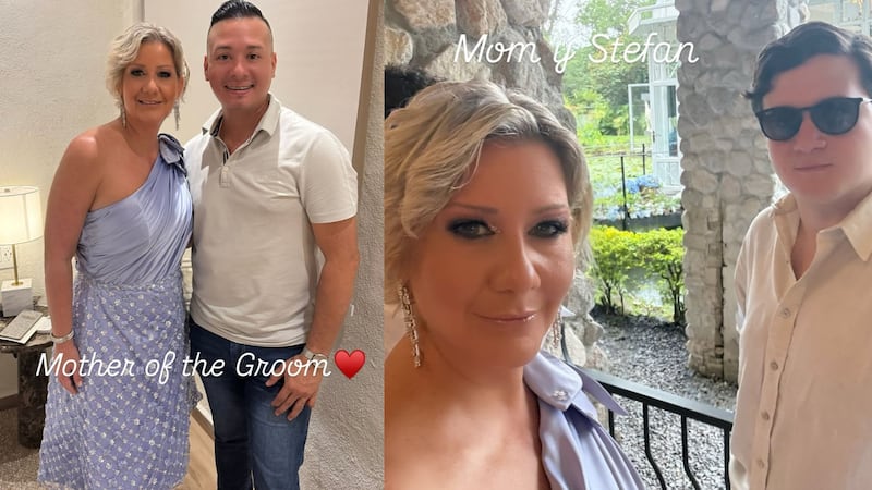 El vestido corto -y de diseño panameño- de Lorena Castillo, para la boda civil de su hijo Adrián Varela