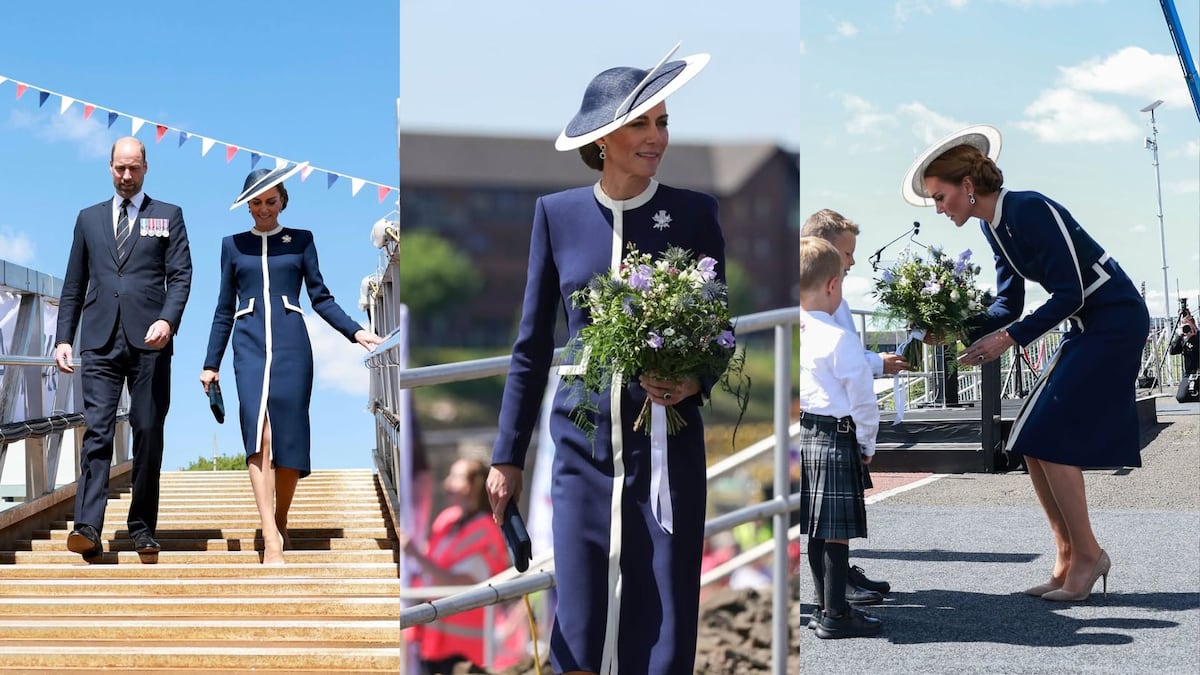 Elegancia en azul y whisky en Escocia: el ‘look’ de Kate Middleton para bautizar un buque británico