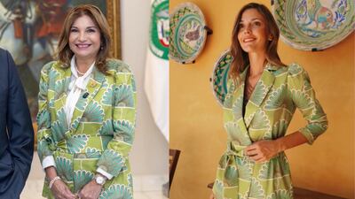 Maricel de Mulino, primera dama de Panamá, y su conjunto estampado de diseño español 