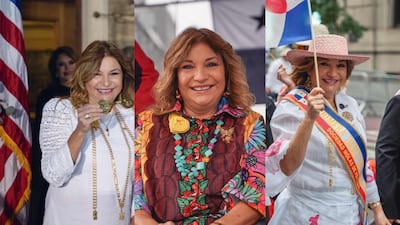 Los atuendos de diseño panameño que lució Maricel de Mulino en su visita a Nueva York