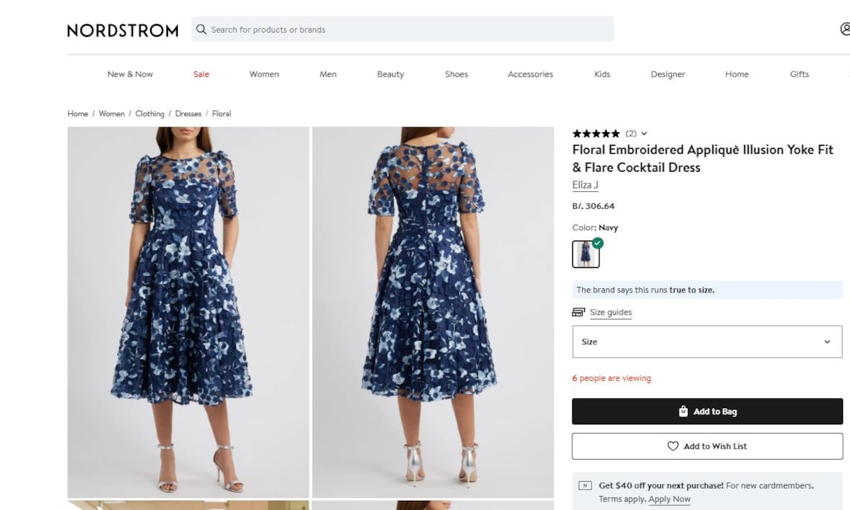 El vestido azul bordado que Maricel de Mulino llevó en la recepción de la infanta Elena en Panamá