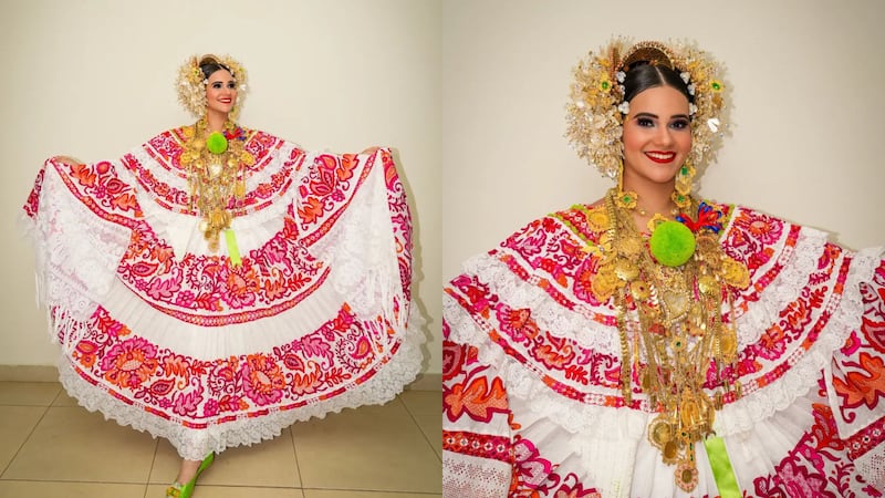 Así fue el atuendo de coronación de Yanelys Sánchez, reina del Festival Nacional de la Pollera 2026