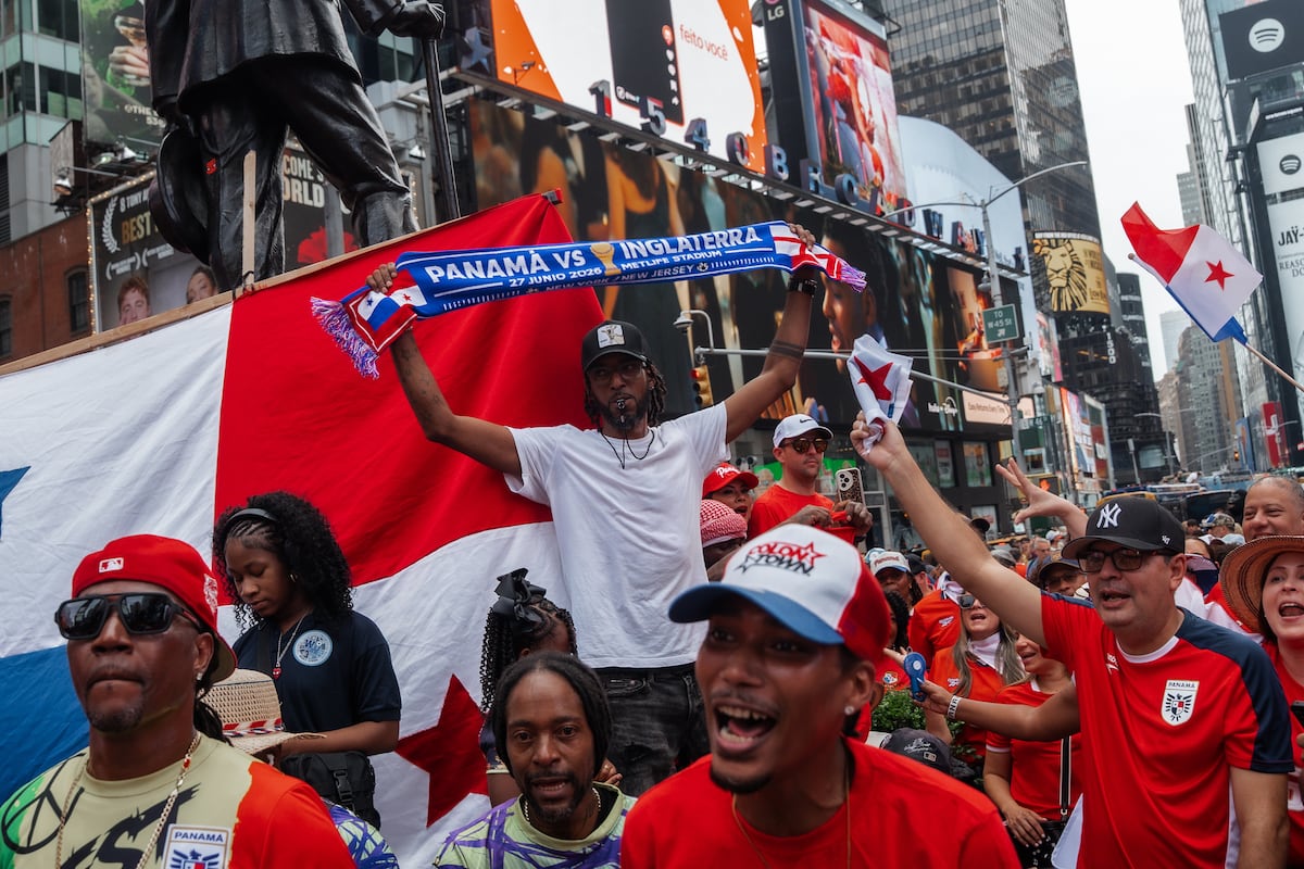 Fotos del banderazo panameño en Times Square, Nueva York, previo al partido contra Inglaterra